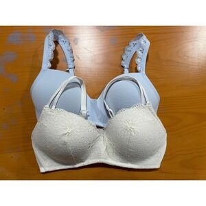 Lot of 2 Aerie Real Happy Wireless Molded Cups Lace Bra Comfort Everyday Bra 34D